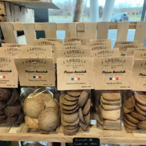Sacs de biscuits artisanaux bio Maison Biscuits B Nouvelle-Aquitaine: Sablés Chocolat, Petits Beurre, Spéculoos, Citron, Miel.